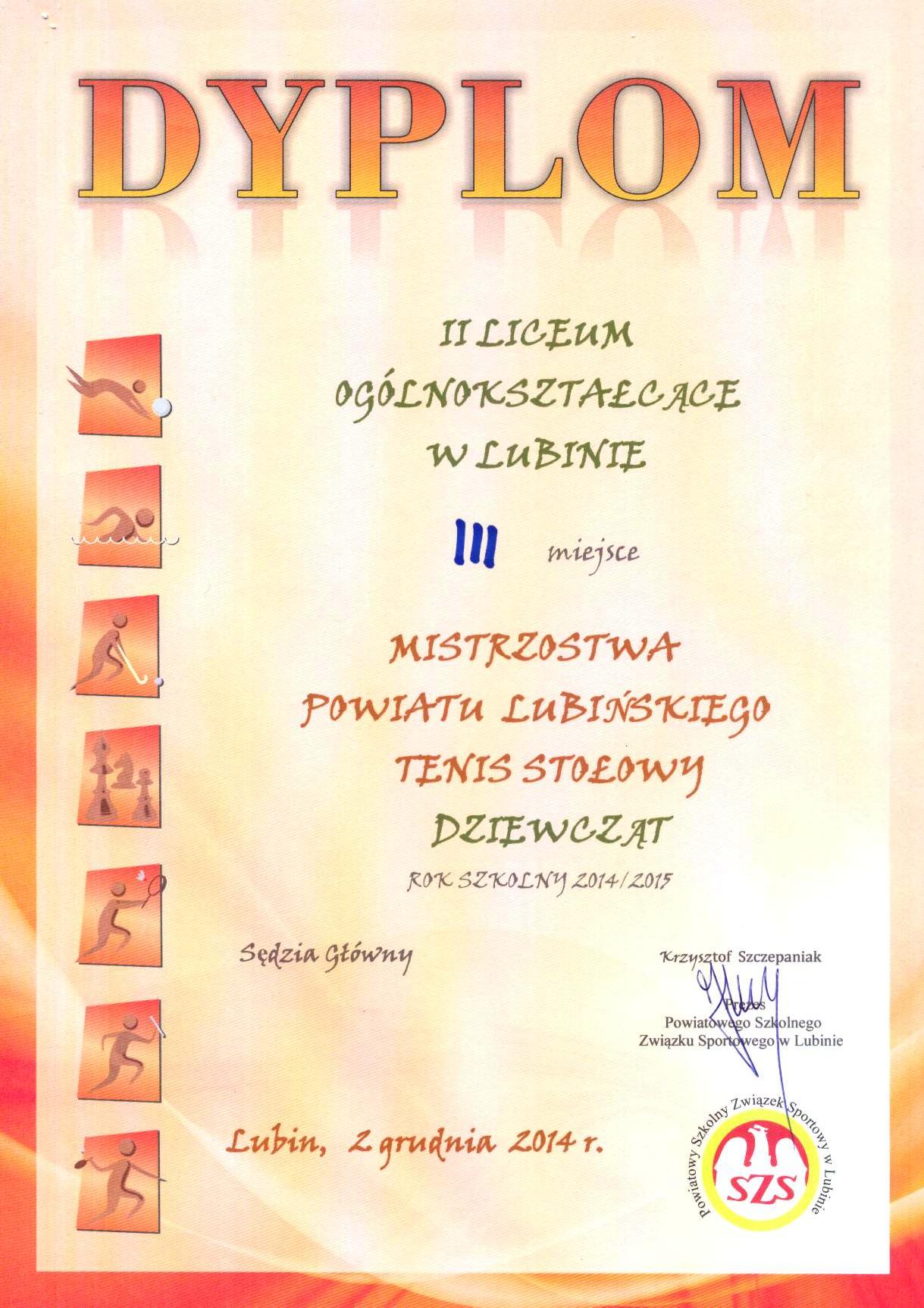 dyplom tenis dziewczeta